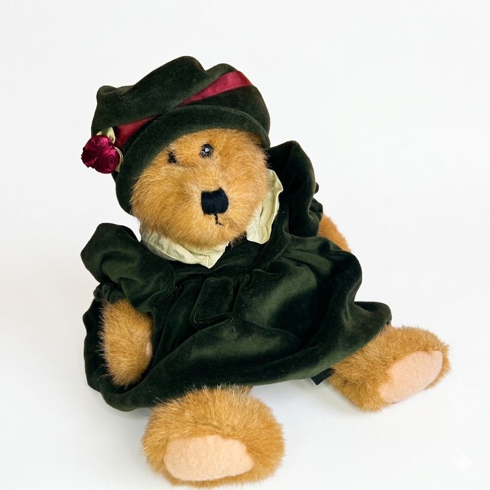 Boyds Bears Plush Teddy Bear Green Velvet Victorian Outfit Collectible Stuffed